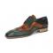 Duca Di Matiste "Saranno" Green/Cognac Genuine Italian Calf Leather Lace-Up Dress Shoes.